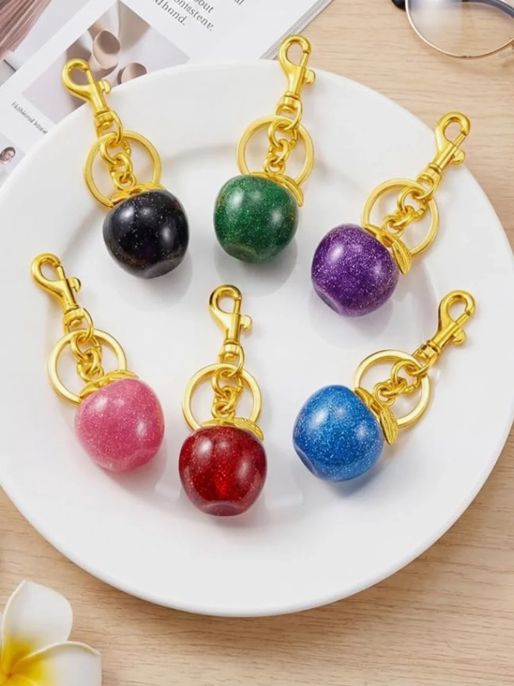 Cherry, Apple or Fuzzy Cherry Bag Charms NWT - Pick 1 - Your Choice of Color - Picture 4 of 7